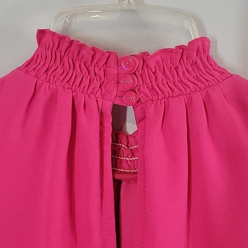 Trina Turk Sunrise Vista Mock Neck Balloon Sleeves Blouse